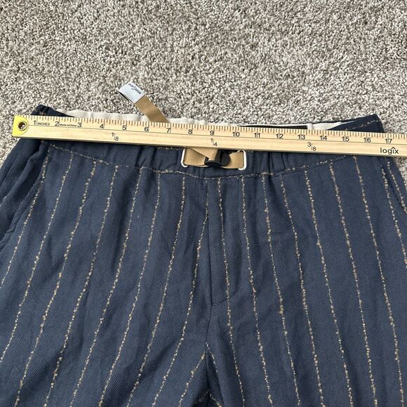 White Sand Waist Belt Trunk Pants Dark Blue Striped Men’s Size 50 Made In Italy - Picture 9 of 12